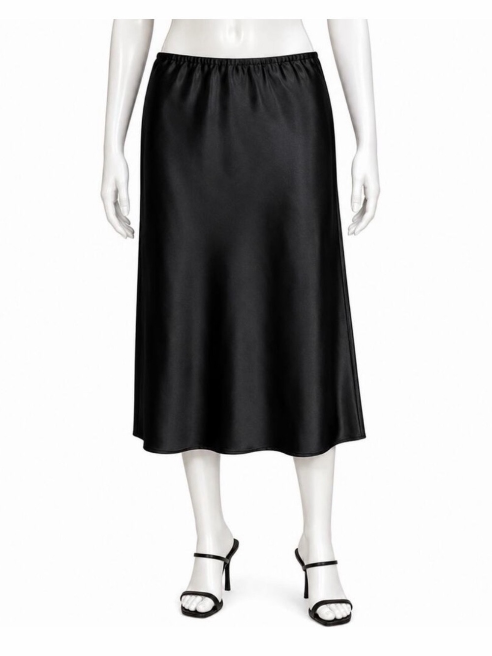 Old Navy Black Satin Midi Slip Skirt/szLarge/EUC